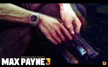 Max Payne 3 游戏宣传图：手持手枪的紧张瞬间