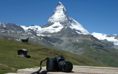 Swiss Matterhorn Mountain View With Olympus Camera