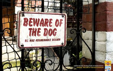 Pedigree Dog Breath Warning Sign