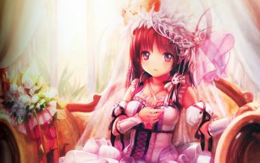 Pixiv精选：粉色礼服梦幻少女插画