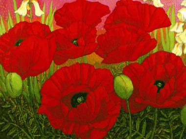 Poppies White Irises John Newcomb 1991