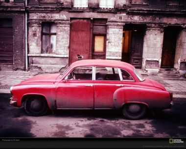 Red Retro Car Japanese Street