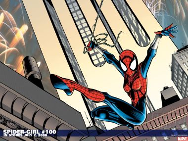 Spider Girl Swinging City Blocks