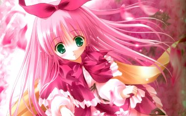 Byakuya Chakai绘制的粉色系动漫少女壁纸