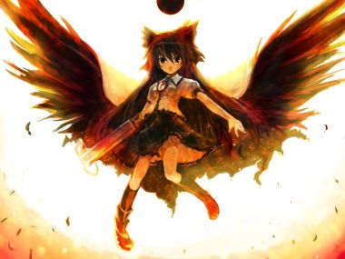 Touhou Project Hakurei Realm Cat Ear Girl Fire Wings Battle