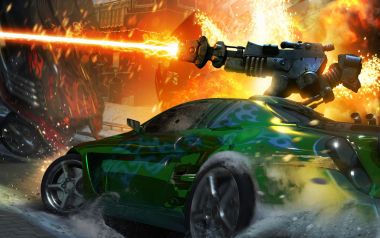 Green Sports Car Laser Attack Battle