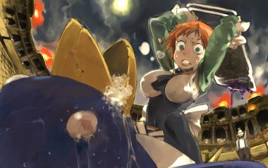 《Disgaea 2：诅咒记忆》中的红发少女战斗场景壁纸