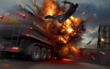 Explosive Tanker Wheelman Action Wallpaper