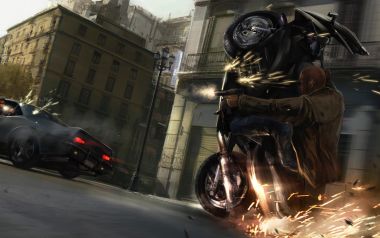 City Street Motorcycle Chase Action