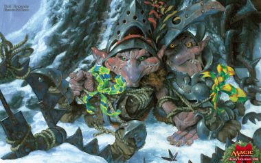 Goblins In Snow With Holiday Decorations