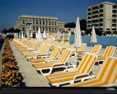 Istanbul Boat Club Pool Striped Loungers
